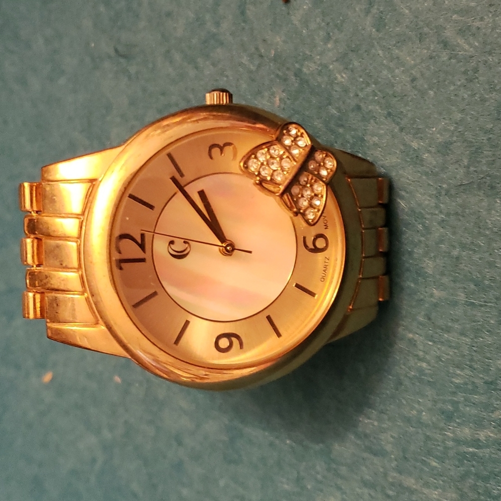 Charming Charlie Gold Bracelet Watch with Butterfly Accent